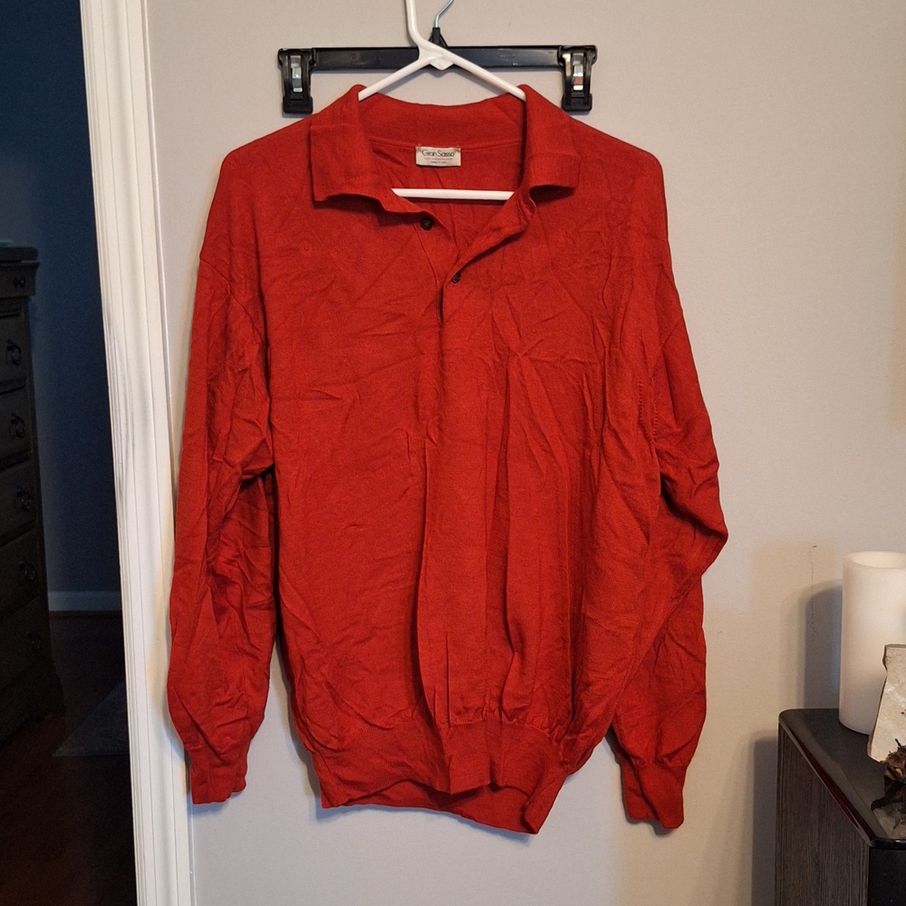 Gran Sasso Red V-Neck Sweater